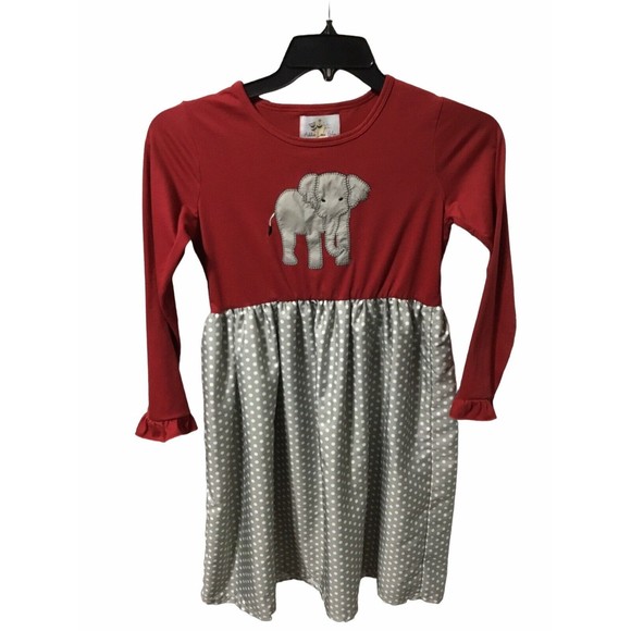 Alabama Elephant Dress Girl’s Size 14 Crimson And Gray - Picture 1 of 8